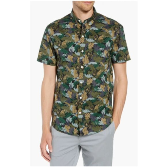 Bonobos Riviera Slim Fit Jungle Camo Sport Men's Shirt Printed Collared L